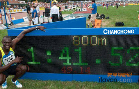 長虹戶外LED顯示屏于比利時田徑場竣工